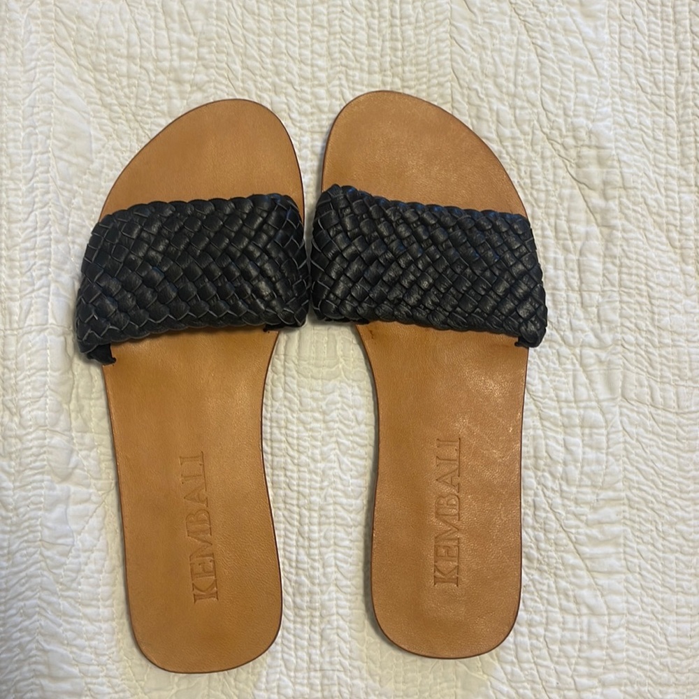 Black leather sandals